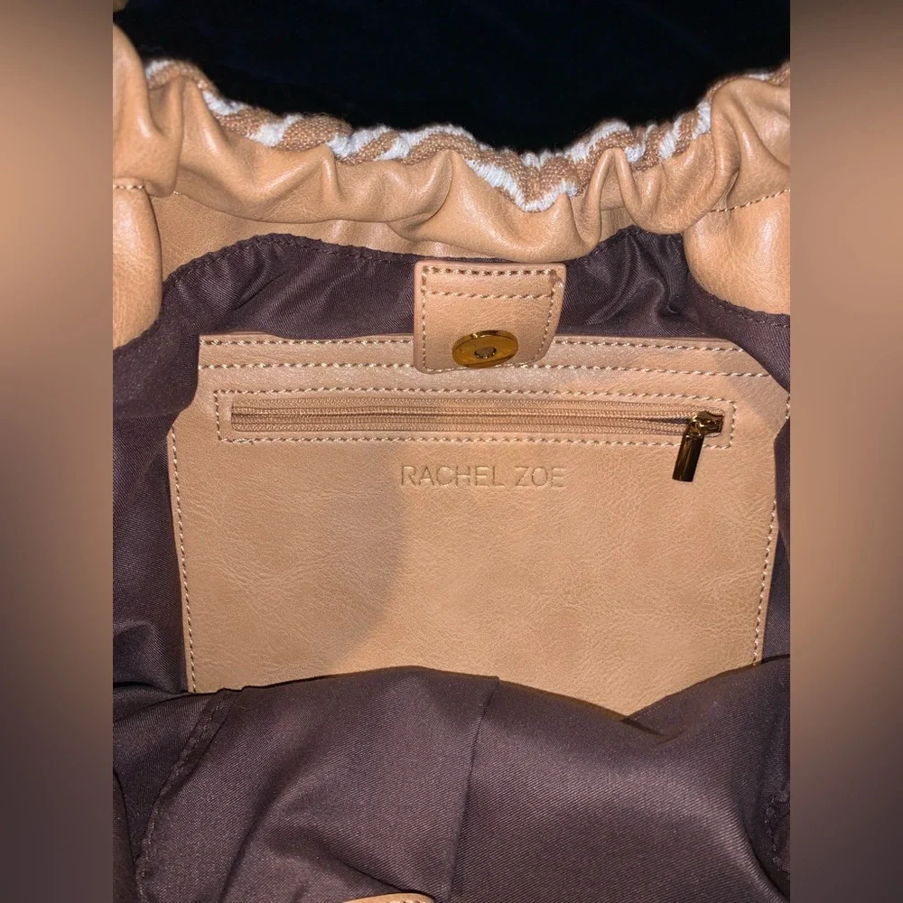 Rachel Zoe Zebra Print Tan Hobo Bag Leather Trim